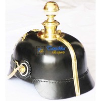 Casque allemand Pickelhaube prussien médiéval en cuir bavarois - Objets d'art de collection - Finition en cuir naturel durable