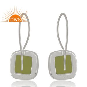 Chalcedony Prehnite Gemstone Earrings Indian Handmade Fine Sterling Silver Hook Earrings Jewelry Supplier - Product Image 3