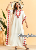 Robe longue brodée en fleurs pour femmes, vêtements musulmans du moyen-orient, jalya, Kaftan, nouvelle mode