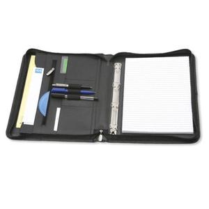 Soporte profesional de cuero genuino para Bloc de notas, carpeta de 4 anillos, negro - Product Image 1