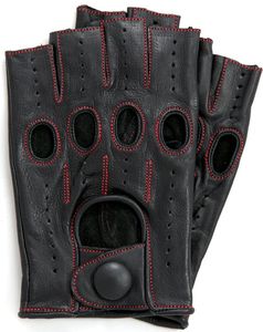 Guantes clásicos de medio Dedo de cuero genuino para hombres y mujeres Estilo de invierno personalizado por el fabricante de moda para conducir ciclismo - Product Image 3