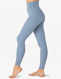 Leggings de Yoga Blancos de Cintura Alta para Mujer, Largos, Sin Costuras, de Spandex y Nailon, Cintura Elástica, Color Sólido, Pantalones Deportivos - Product Image 3