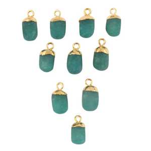 May Birthstone-Conectores chapados en oro y esmeralda teñidos, piedras de esmeralda de 8-12mm, conectores de piedra - Product Image 3