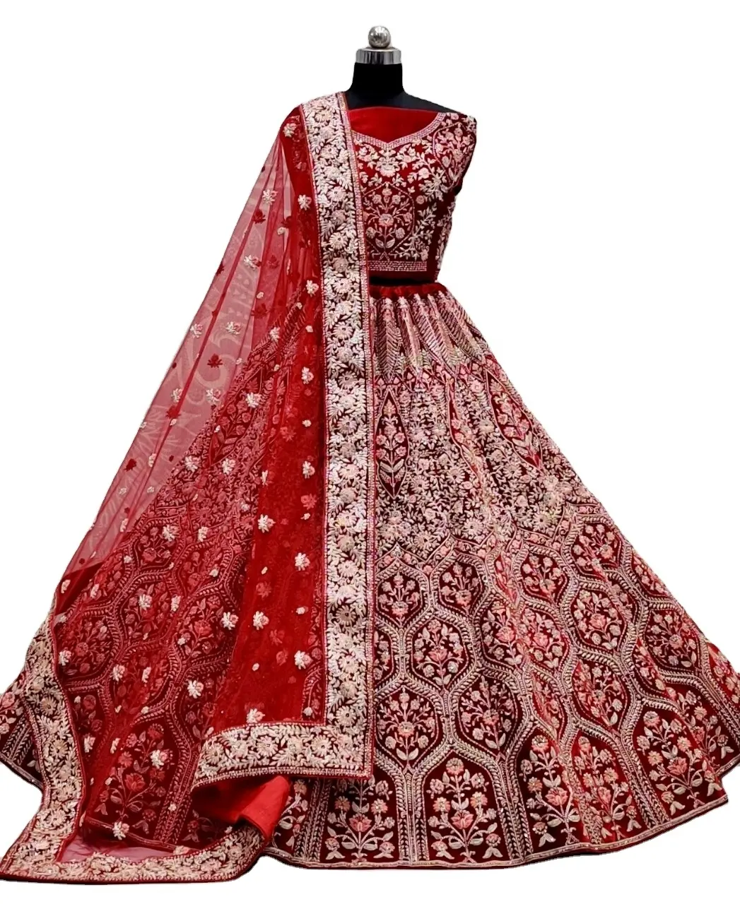 गर्म बेच डिजाइनर Lehenga चोली और दुपट्टा कपास नरम शुद्ध Lehengas पर ठीक रंग गढ़े में शादी के लिए दुल्हन के लिए 2023