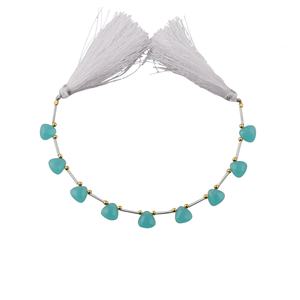 Collier de perles fait main de 6,5 pouces, perles de calcédoine en forme de trillion, 9 pièces, traitement hydro, prix fournisseur - Product Image 2