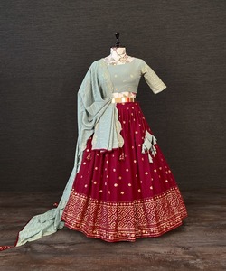 Tendencia algodón Lehenga Choli con Dupatta moderno indio pakistaní estilo rayón bordado secuencia trabajo venta al por mayor ropa de novia lehenga choli - Product Image 6