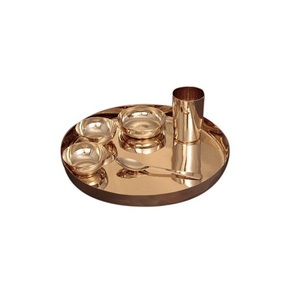 Ensemble de thali de conception la plus récente, six pièces, taille et forme personnalisées, vaisselle, ensemble de thali en laiton plaqué or - Product Image 3