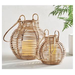 Ensemble de 2 lanternes en fer et en rotin pour décoration bohème, porte-bougie en rotin tissé à la main, Style Boho au meilleur prix du marché - Product Image 3