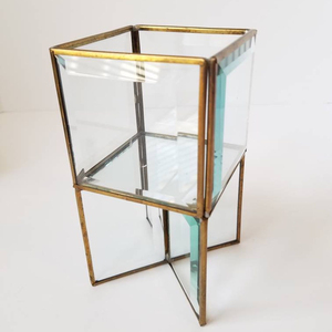 <b>Square</b> Brass and Glass <b>Candle</b> Lantern - Product Image 1
