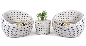 ชุดห้องนั่งเล่นสังเคราะห์หวายคุณภาพสูงรูปร่างเก้าอี้เลานจ์แอปเปิ้ลและโต๊ะข้างด้วยการออกแบบที่ทันสมัยหรูหราเรียบง่าย - Product Image 2