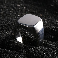Custom minimalistischen stil edelstahl schwarz gold quadrat glänzende blank dichtung ring für männer großhandel größe 7-12 #