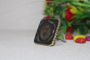 Handmade Brown Wooden & Resin Cabinet <b>Knob</b> with Molded Brass Hardware for Living Room <b>Door</b> or Drawer <b>Knobs</b> Made in India - Product Image 2