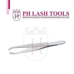 Herramientas de belleza de acero inoxidable, pinzas plateadas para cejas, Etiqueta Privada, pinzas de Punta inclinada de alta calidad - Product Image 5