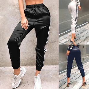 Women's Casual Polyester Jogging Pants Embroidered Logo Lightweight Mid Waist Flat Front Drawstring Closure Pattern Decoration - Product Image 6