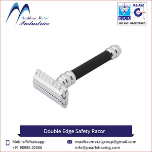 Custom/Madhav Metal Synthetic Metal Double Edge Safety <b>Razor</b> with Brass Handle and Stainless Steel Blade for <b>Men</b> - Product Image 3