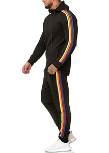 Trajes de jogging de invierno de lana Premium para hombres Ropa deportiva informal a rayas Ropa de gimnasio Traje de sudor Pantalones activos - Product Image 6