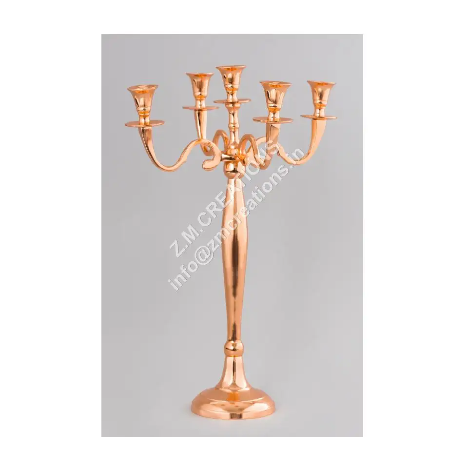 Candle Holder Rose Gold Color Modern Art Five Tea Light Arm Candles Stand Votive Hot Selling For Home Living Room Wedding Party