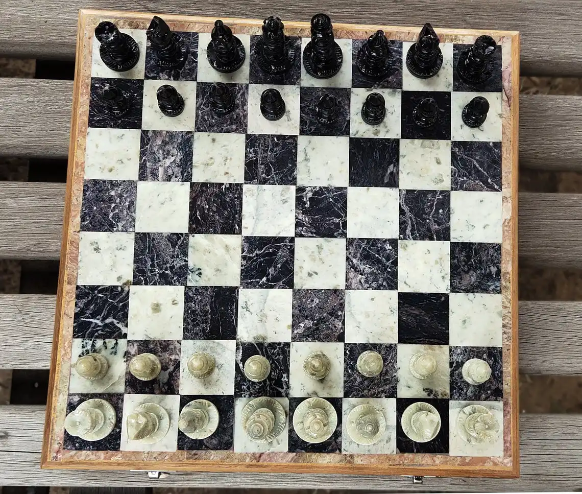 Tablero de juego de ajedrez de piedra con almacenamiento de lujo, juego inteligente familiar para exterior e interior, el más vendido