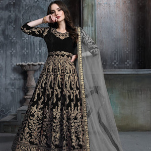 Dernières créations Festival Wear Georgette Brodé Séquence Travail Noir Couleur Floral Checks Indian Women Wear Lahenga Choli Garment - Product Image 1