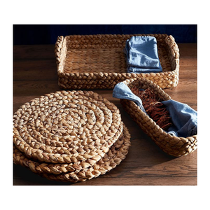 Juego de manteles individuales trenzados con cargador tejido de jacinto de agua, posavasos, accesorios de cocina, decoración de mesa con cestas de almacenamiento - Product Image 2