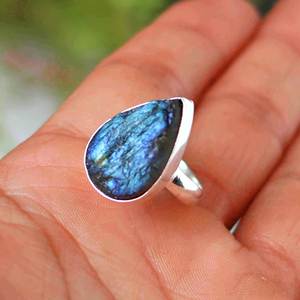 Bracelet de pierres précieuses Druzy naturelles et anneaux de superposition de nombril Style de mariage classique avec pierres de granit améthyste Labradorite - Product Image 1