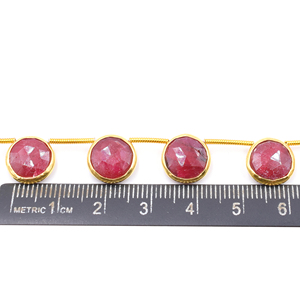 Ruby 11 Đến 13 MM Hình Dạng Tròn Bạc Bezel Mạ Vàng Phía Trên Khoan 11 Hạt Strand - Product Image 2