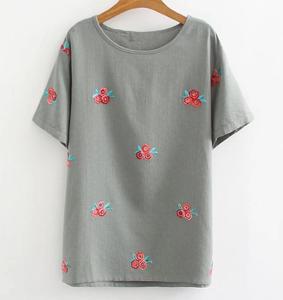 Tshirt pour femmes brodé partout Type de tissu tricoté Prix abordables pour un usage quotidien Ultra-Soft Fleece Ladies tops - Product Image 1