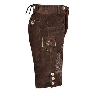 Pantalones Cortos Largos de Cuero Estilo Lederhosen Alemán y Austriaco, Aspecto Vintage Desgastado, Bordados, Estilo Bávaro - Product Image 4