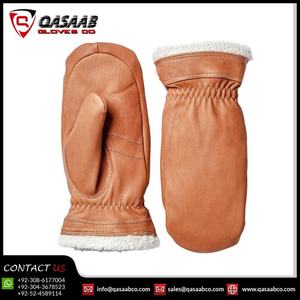 Brown-Color Snowboarding Snowfall-<b>Women</b> Outdoor Winter Waterproof New Style-Warm OEM Customized Leather <b>Mittens</b> Gloves - Product Image 2