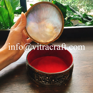 Nacre à lèvres noires incrustée de Nickel, boîte à bijoux de luxe en perles noires, boîte d'accessoires faite à la main du Vietnam - Product Image 3