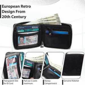 กระเป๋าสตางค์ RFID หนังแท้สำหรับผู้ชาย,กระเป๋าสตางค์หนังแท้แบบบางหรูหรากำหนดได้เองสีดำแบบเรียบง่ายสำหรับผู้ชายและผู้หญิง - Product Image 4