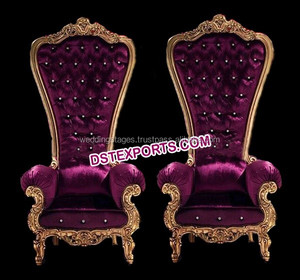 Juego de Sillas de Boda Talladas de Madera y Metal, Sillas de Novia Talladas, Sillas Maharani Indias para Matrimonio - Product Image 6