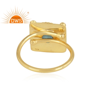 Anillo de piedras preciosas de apatita natural Diseño vintage Anillo de plata 925 chapado en oro indio Proveedores de fabricantes de joyas - Product Image 3