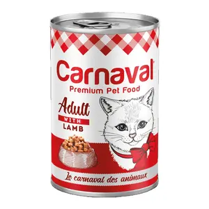 Carnaval alimentos para animais, alimentos premium para adultos, gato pode molhar, com cordeiro, 400 gramas (12 peças), alimentos molhados