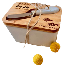 Plat à beurre en métal personnalisé de qualité supérieure de forme carrée avec couvercle en bois parfait pour la cuisine et la table élégantes - Product Image 1