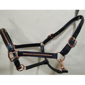 Rosa de oro de alta calidad caballo Halter Clincher cuero y producto textil - Product Image 1