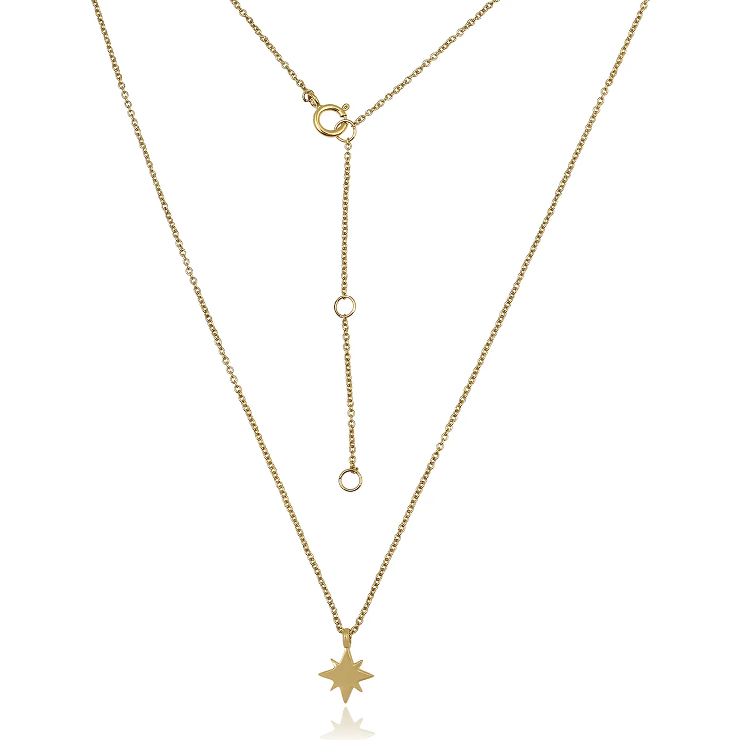 Beautiful little star shaped 18K gold plated 925 silver pendant necklace jewelry