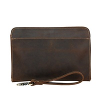Dompet Kulit Asli 100% Model Clutch Panjang dengan Tali Pergelangan Tangan, Penutup, Tahan Air, Unisex, Kantong Kulit, Folder, Merek Kustom MBF-0526