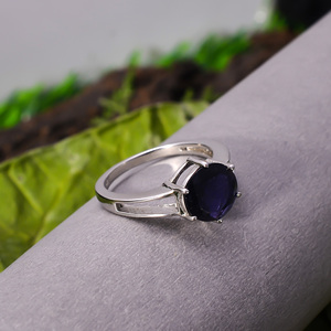 แหวนเงินสเตอร์ลิงสำหรับวันเกิด2.6กรัมแหวนพลอย iolite เหลี่ยมเพชรพลอยธรรมชาติสำหรับ92.5 - Product Image 2