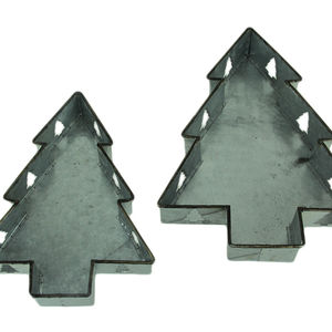 Conjunto de escultura de árbol galvanizado, Metal galvanizado, árbol de Navidad - Product Image 1