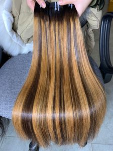 ผมต่อแบบซุปเปอร์ดับเบิ้ลดรอว์น ปลายผมเต็ม จัดเรียงเกล็ดผมอย่างดี สีธรรมชาติ แบบเย็บด้วยเครื่อง - Product Image 4