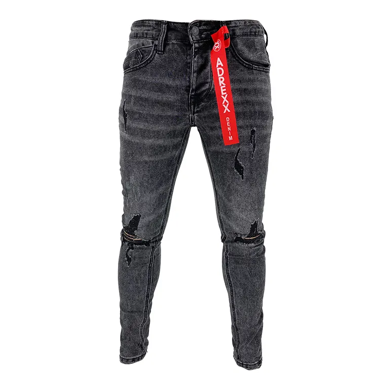 Prezzo di fabbrica sexy confortevole urbano spazzolato denim mens jeans neri