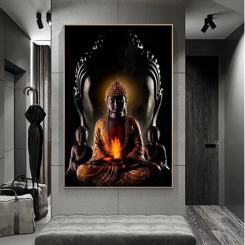 Imágenes en lienzo de decoración de Buda, carteles de budismo, arte de pared de Dios Buda, impresiones en lienzo, pinturas de Buda en la pared