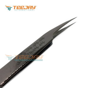 TEEJAY Plasma Black Lady Angular Stainless Steel Smooth Tip Isolation Eyelash Tweezers with Perfect Grip and Fine Tip - Product Image 3