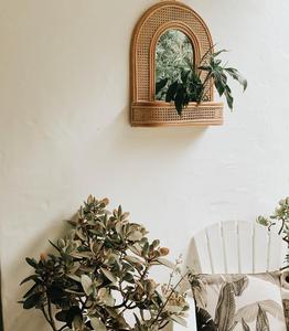 Espejo de mimbre hecho a mano para colgar en la pared, mimbre con estante/SISU/ RMA-015 - Product Image 4