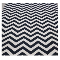 Zick-Zack-Muster 100% Wollener Kilim Quadratischer Gewebter Erwachsenen-Teppich Schwarz & Weiß für Wohnzimmer
