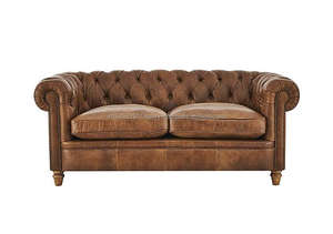 Canapé en cuir marron à deux sièges, style industriel, mobilier de salon, offre spéciale - Product Image 6