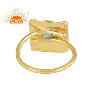 Vente chaude 925 Sterling Silver 18K Flash Plaqué Or Topaze Bleue Naturelle Gemstone Cocktail Ring Demi Fine Jewelry Manufacturer - Product Image 3