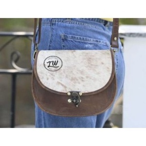 LW Leather Sling Hair On Bag <b>Unique</b> C Lock Handcrafted Leather Bag 100% Genuine Leather - Product Image 1