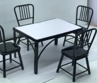 Maison de poupée, mini meubles, modèle jouet, table à manger et chaises carrés en métal, lot de 5 pièces